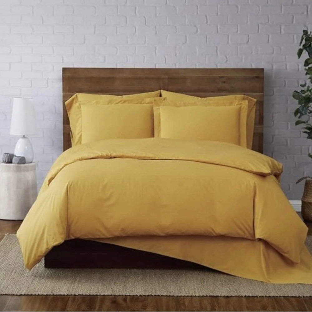 Brooklyn Loom 100% Cotton Percale 3 Pcs Duvet Set FULL/QUEEN yellow Color🔥